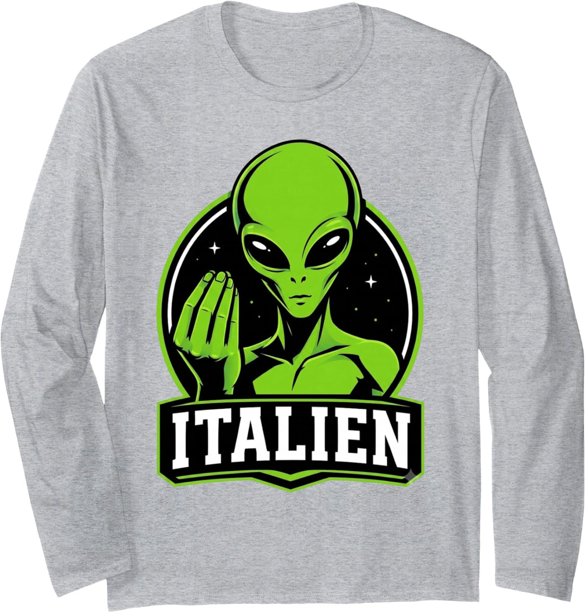 Italien Alien Italian Hand Gesture Sci Fi Long Sleeve T-Shirt - Adult Unisex Heather Grey