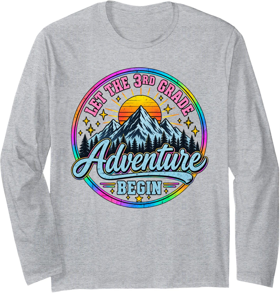 Let The 3rd Grade Adventure Begin Back to School Teacher Kid Long Sleeve T-Shirt - Adult Unisex Heather Grey