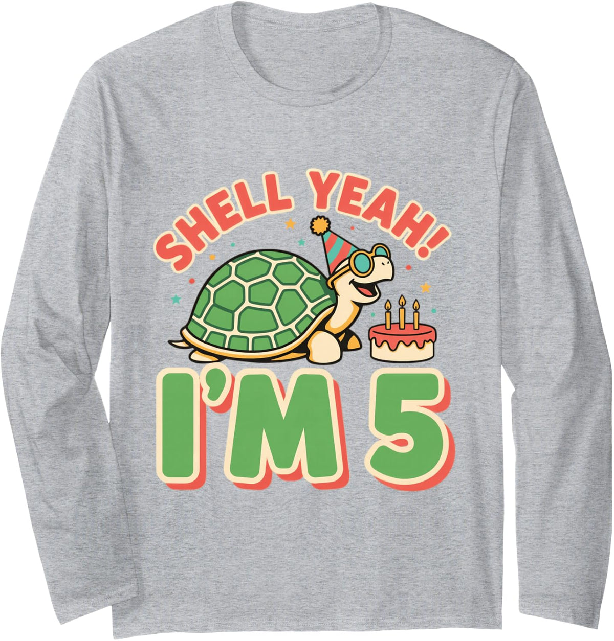 Otterly Awesome At 5 Fun Otter Animal Birthday Party Cake Long Sleeve T-Shirt - Adult Unisex Heather Grey