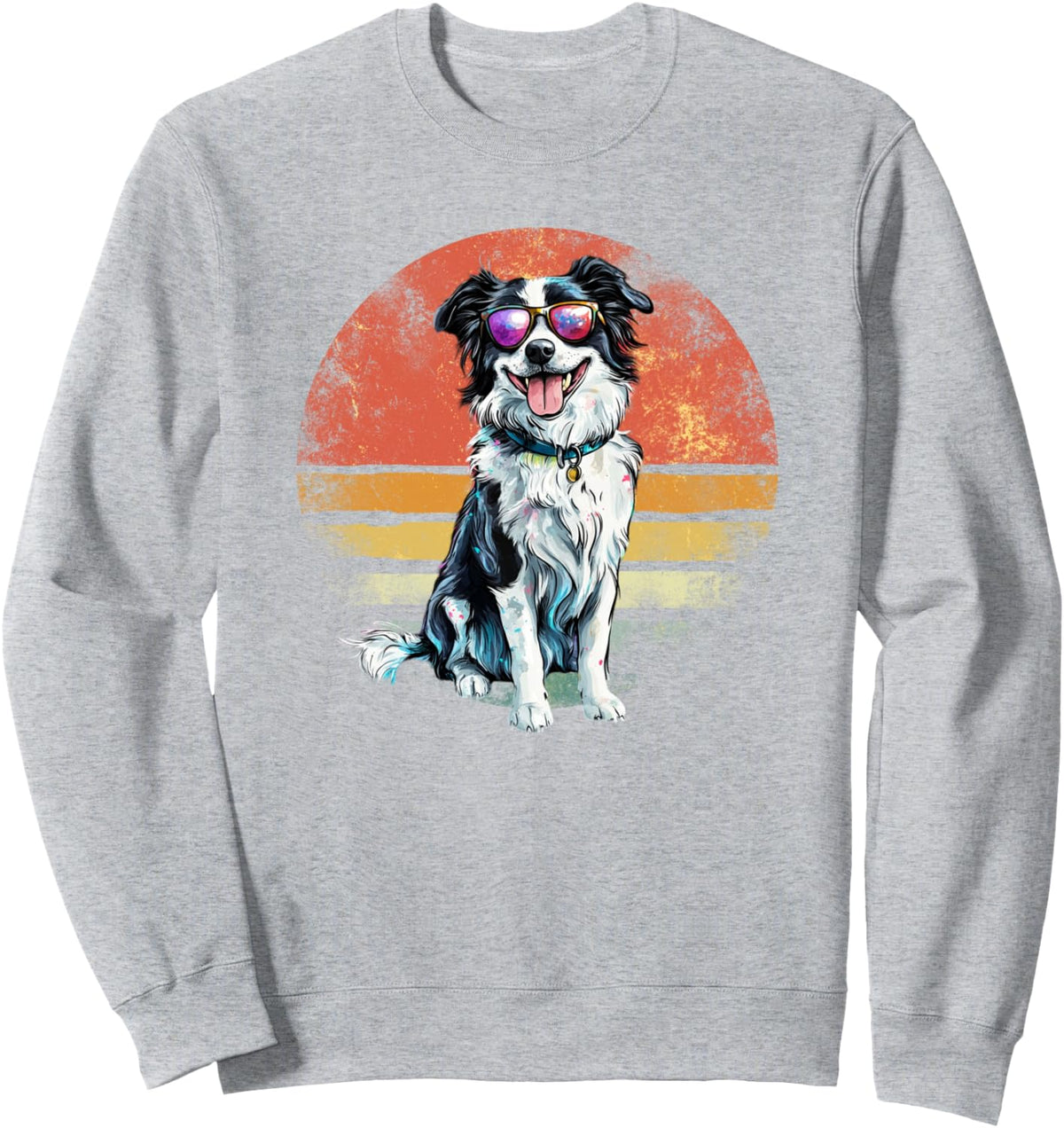 Mens Border collie Dog Lover Vintage Best Border collie Dad Sweatshirt - Adult Unisex Heather Grey