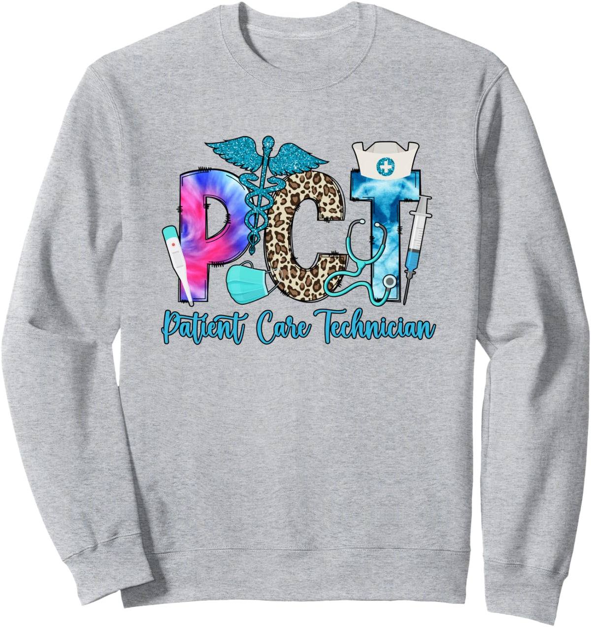 PCT Patient Care Technician Patient Care Tech Sweatshirt - Adult Unisex Heather Grey