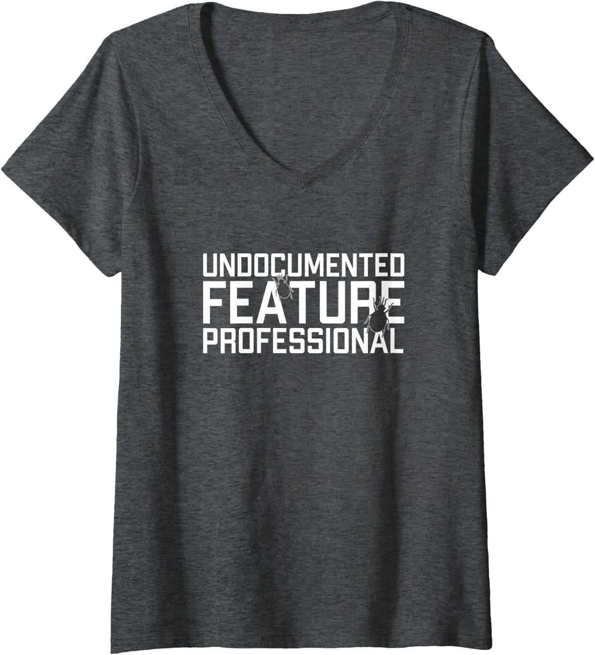 Women's Undocumented Feature Professional Coder Software Developer V-Neck T-Shirt - Dark Heather Grey