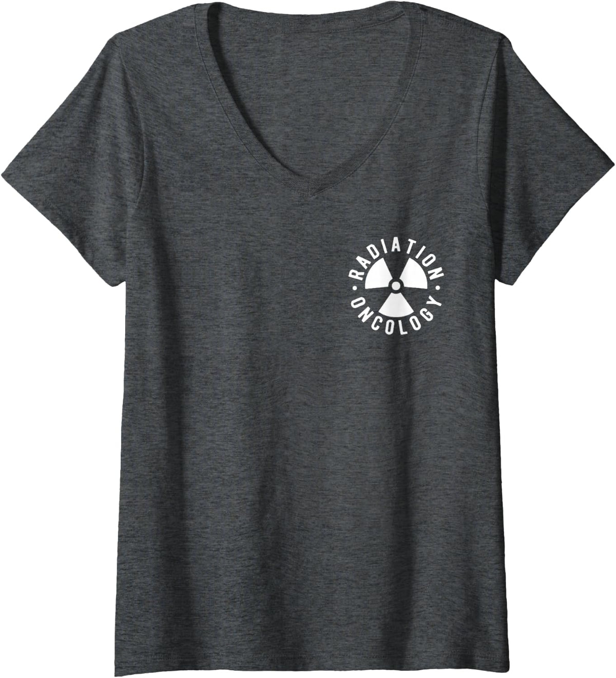 Women's Radiation Oncology Nurse Radiologic Technologist 2 Sided V-Neck T-Shirt - Dark Heather Grey