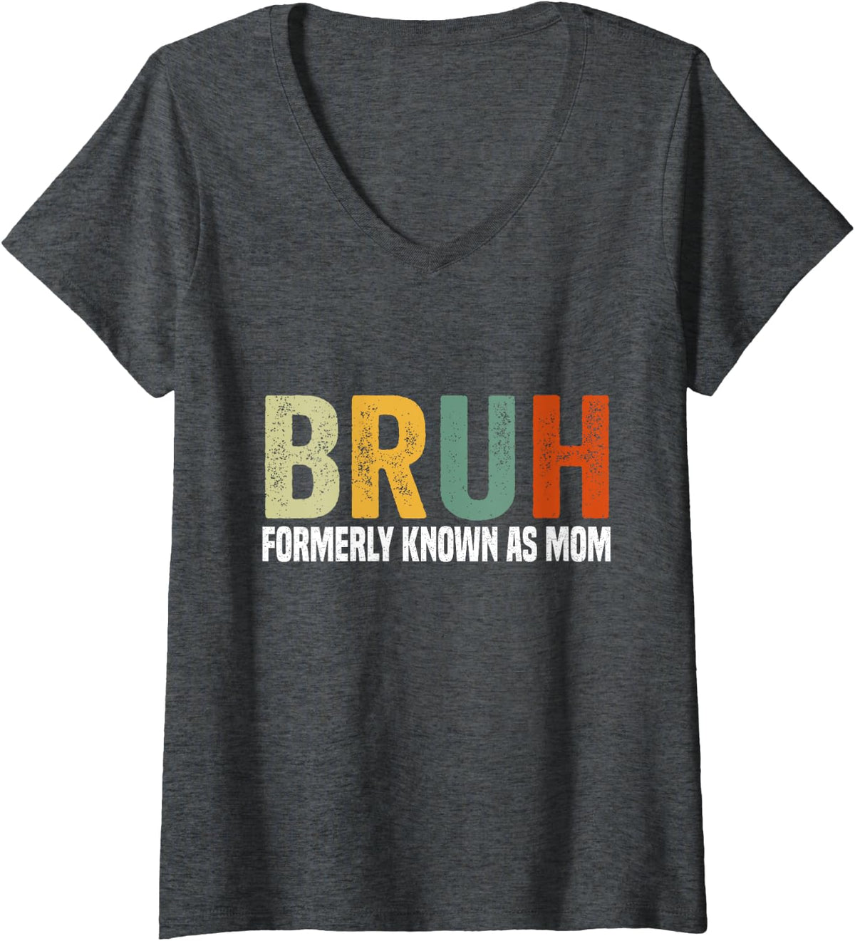 Womens Bruh Formerly Known As Mom Funny Mother's Day V-Neck T-Shirt - Dark Heather Grey