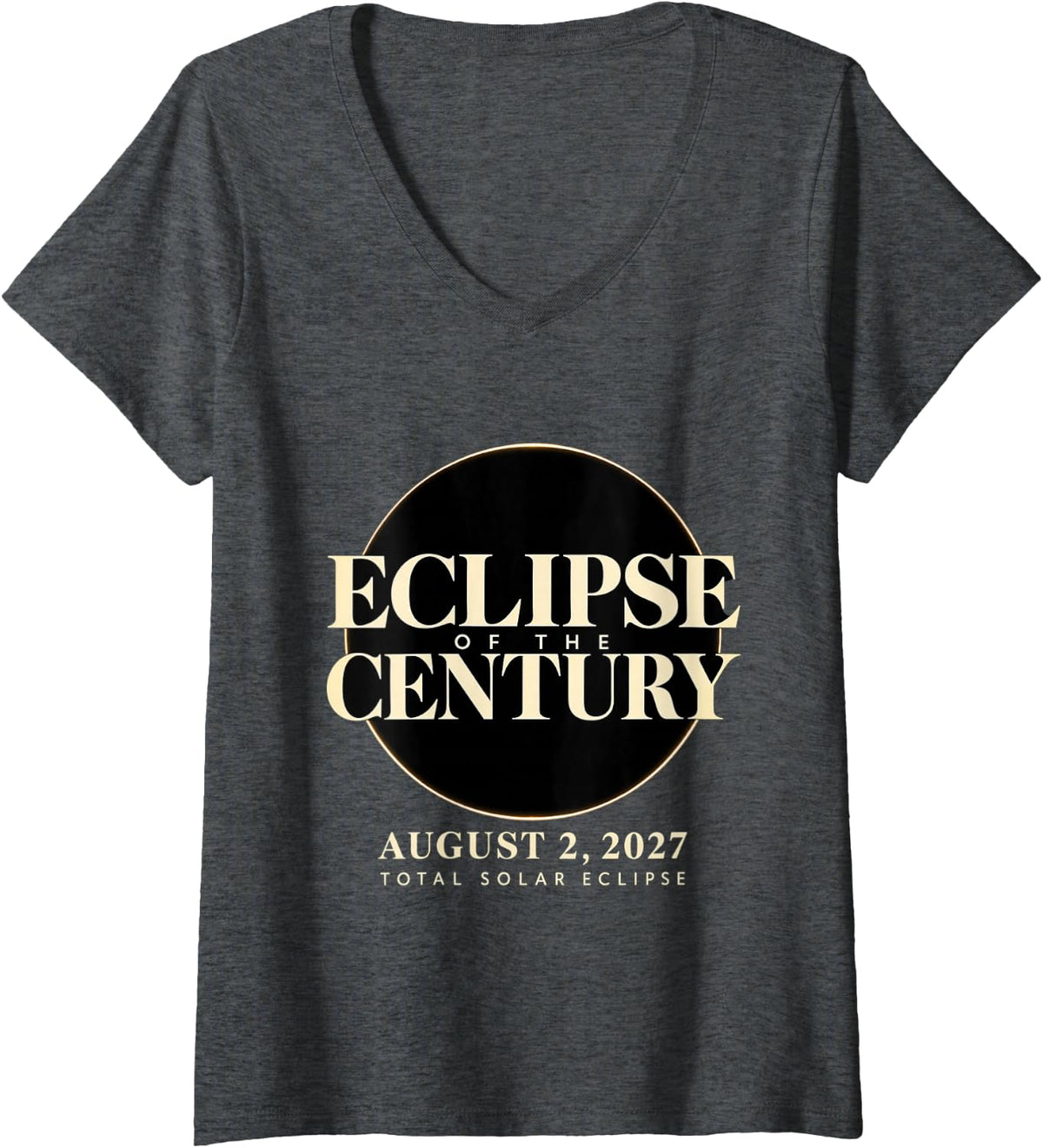 Women's Eclipse of the Century August 2 2027 Solar Eclipse V-Neck T-Shirt - Dark Heather Grey