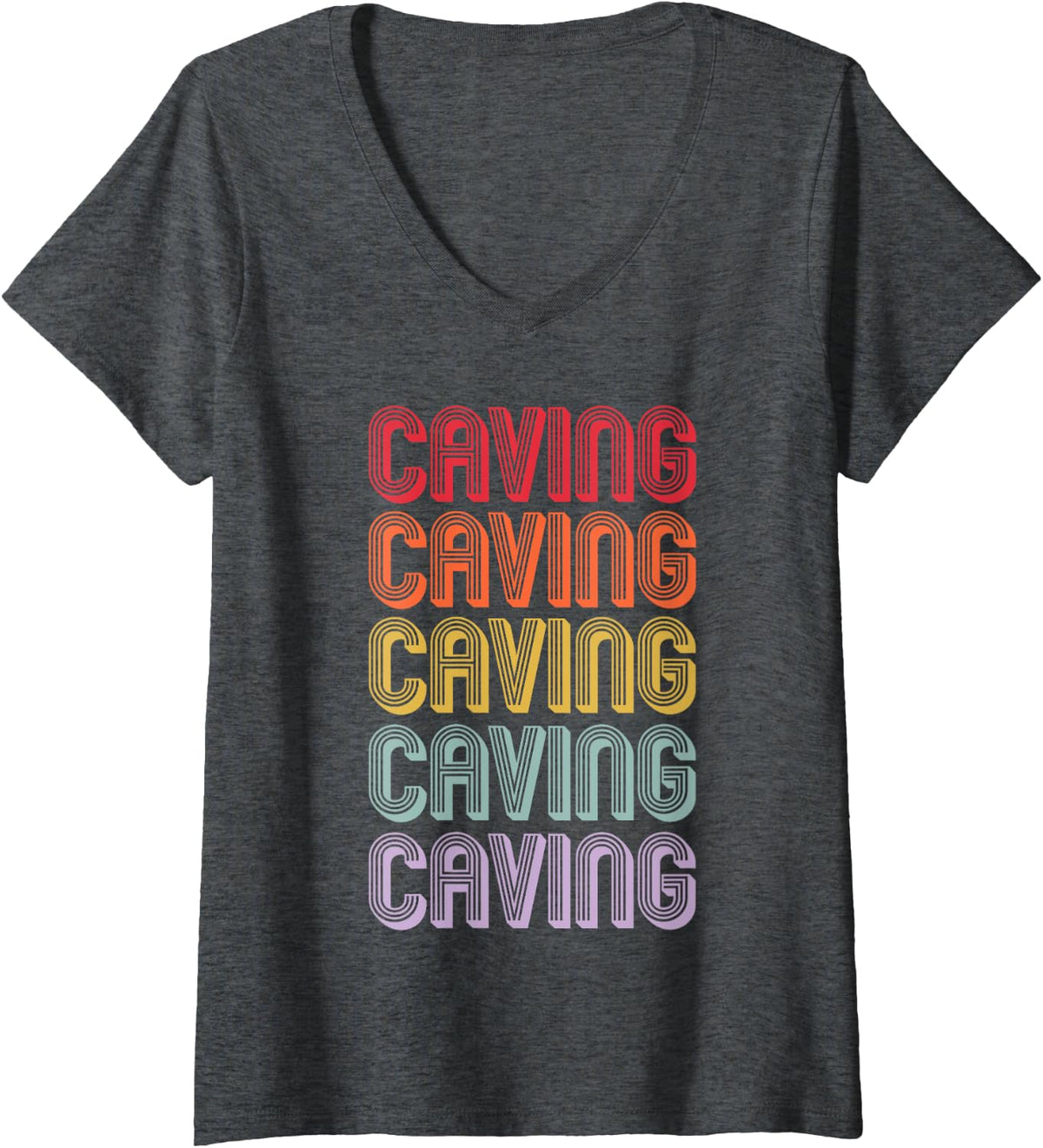 Womens Caving V-Neck T-Shirt - Dark Heather Grey