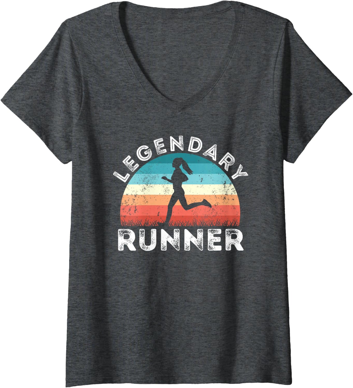 Women's Legendary Runner, Runner's Birthday Gifts Running Women's V-Neck T-Shirt - Dark Heather Grey