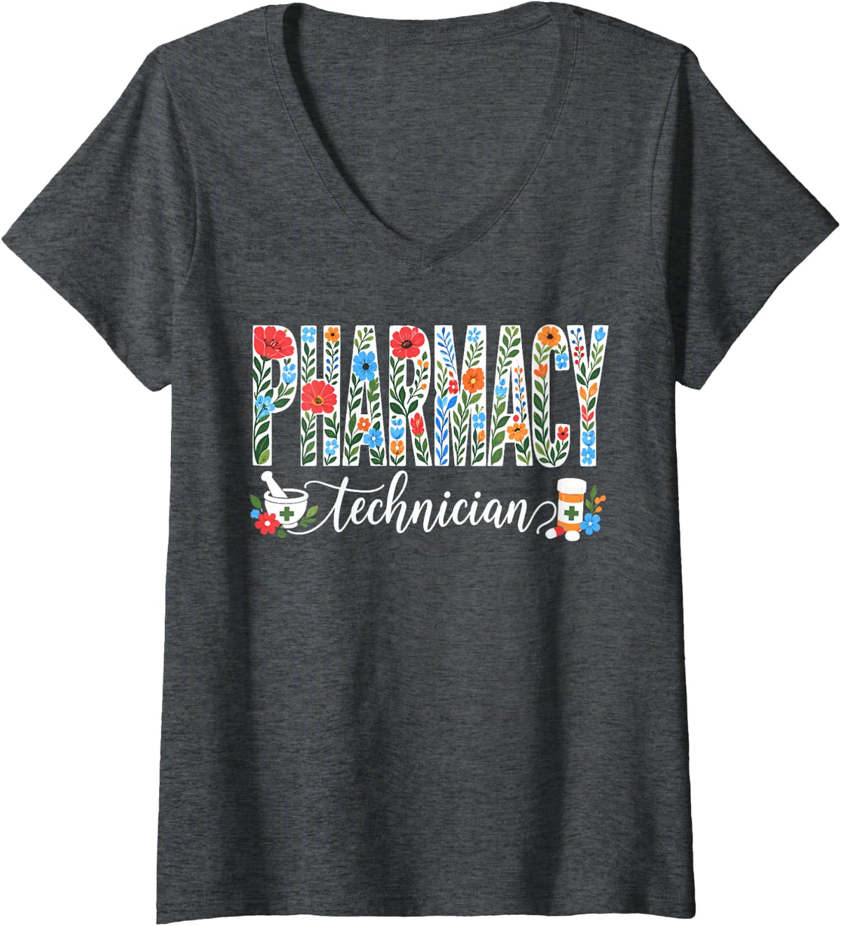 Women's Pharmacy Technician Pharmacy Tech V-Neck T-Shirt - Dark Heather Grey