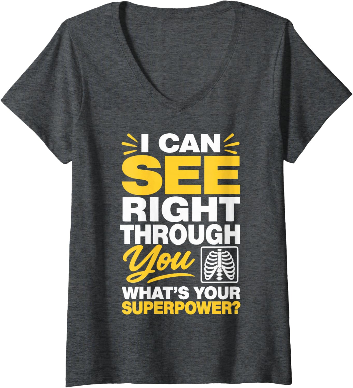 Women's X-Ray Tech Radiologic Technologist Funny Rad Tech V-Neck T-Shirt - Dark Heather Grey