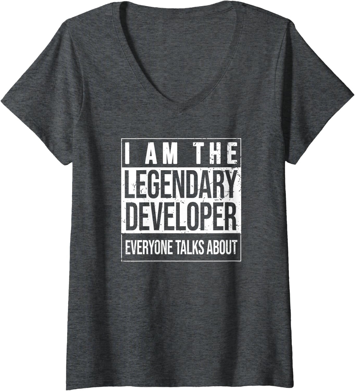 Women's Software-Developer Birthday Born Developer V-Neck T-Shirt - Dark Heather Grey