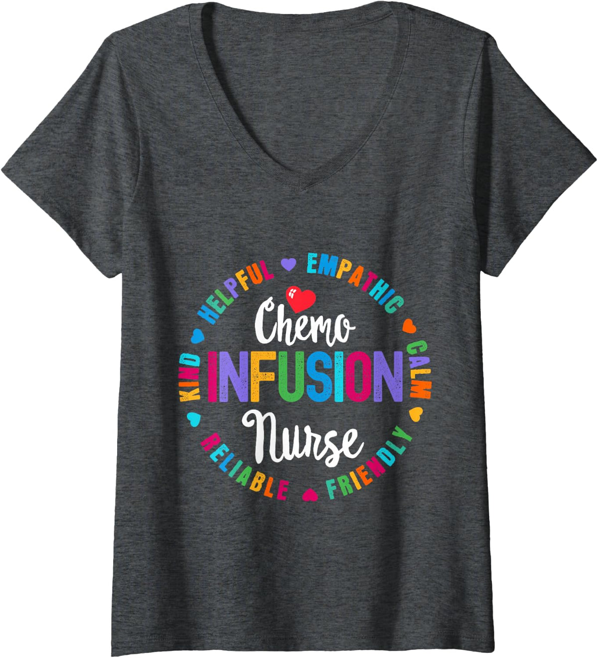 Women's Chemo Infusion Nurse Squad Future Oncology Nursing School V-Neck T-Shirt - Dark Heather Grey