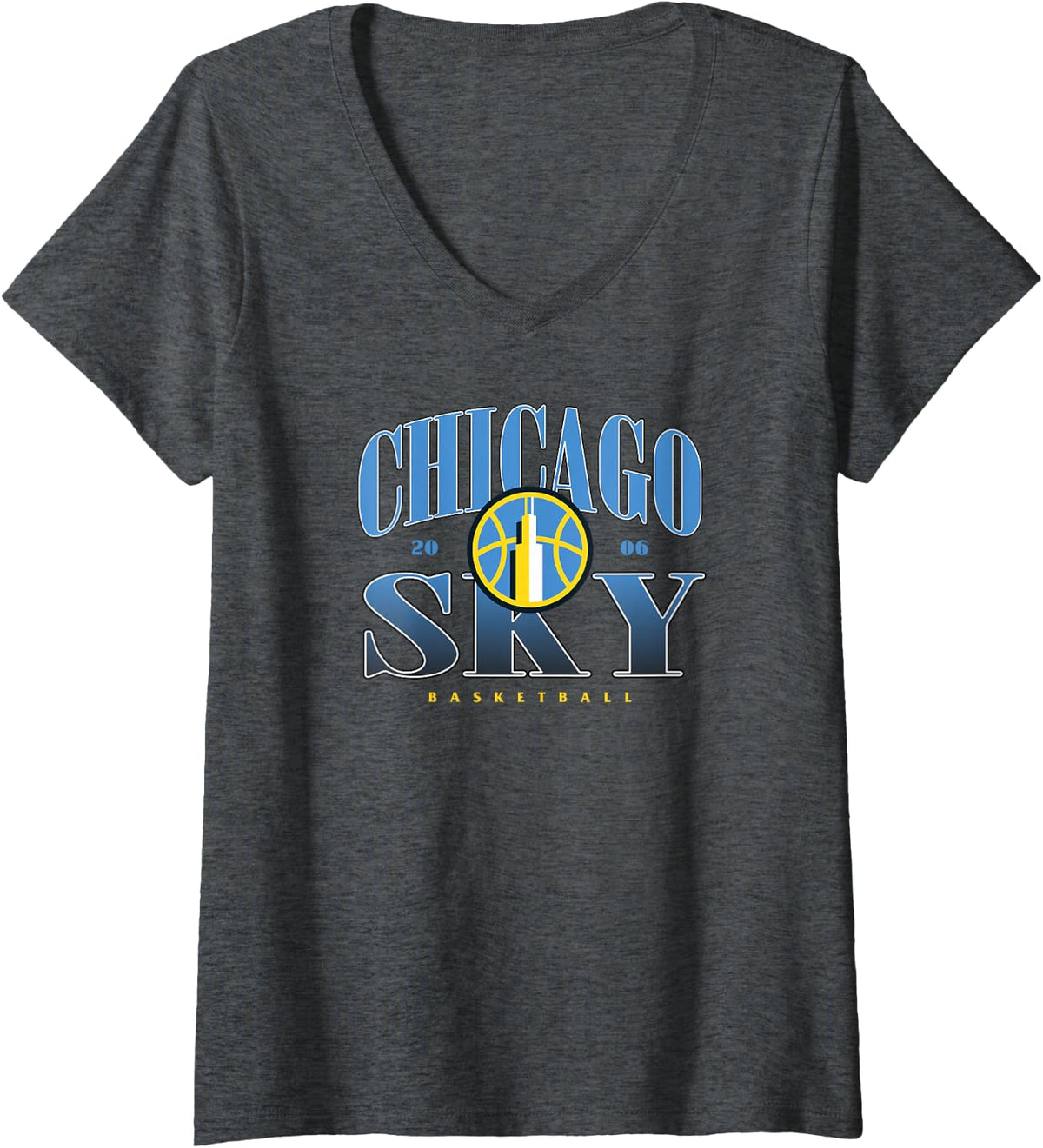 Womens WNBA Chicago Sky Courtside V-Neck T-Shirt - Dark Heather Grey