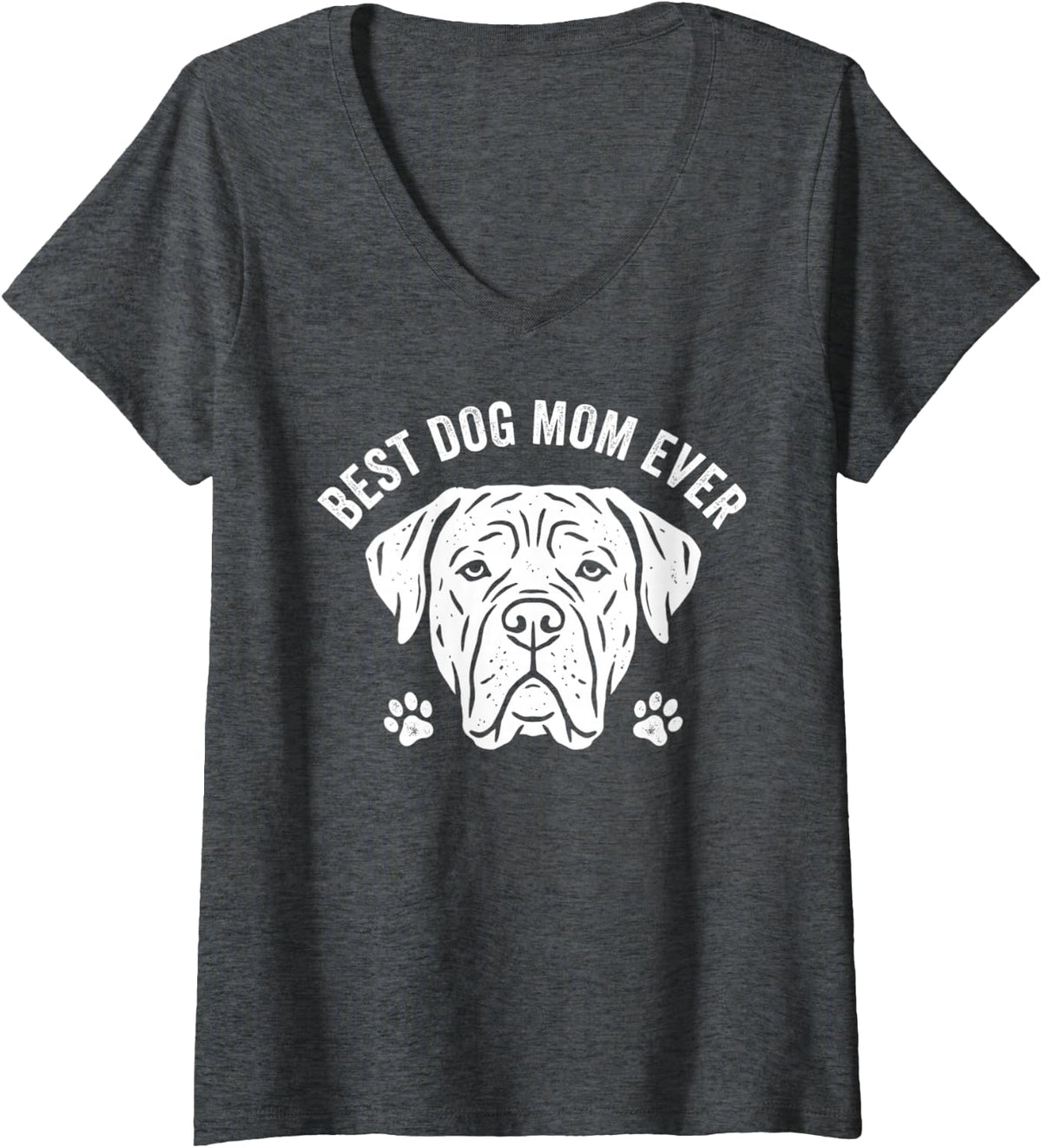 Women's Cane Corso MOM Proud Love Best Ever Owner Puppy Lover V-Neck T-Shirt - Dark Heather Grey
