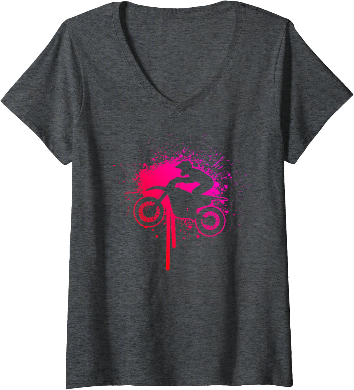 Women's Motocross Dirt Biker Men's Freestyle Motocross V-Neck T-Shirt - Dark Heather Grey