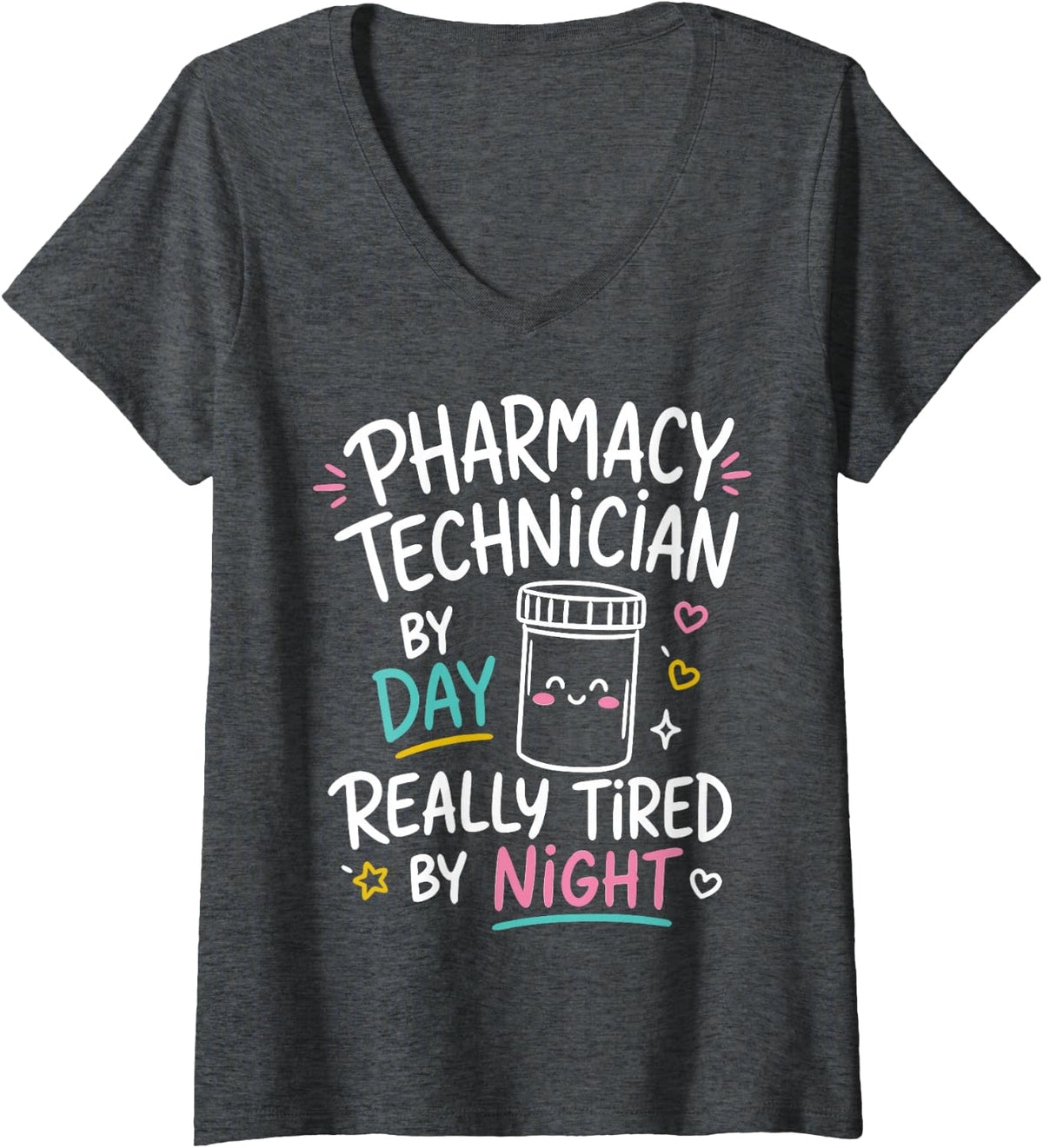 Women's Cute Pharmacy Technician Rx Tech Pharmacy V-Neck T-Shirt - Dark Heather Grey