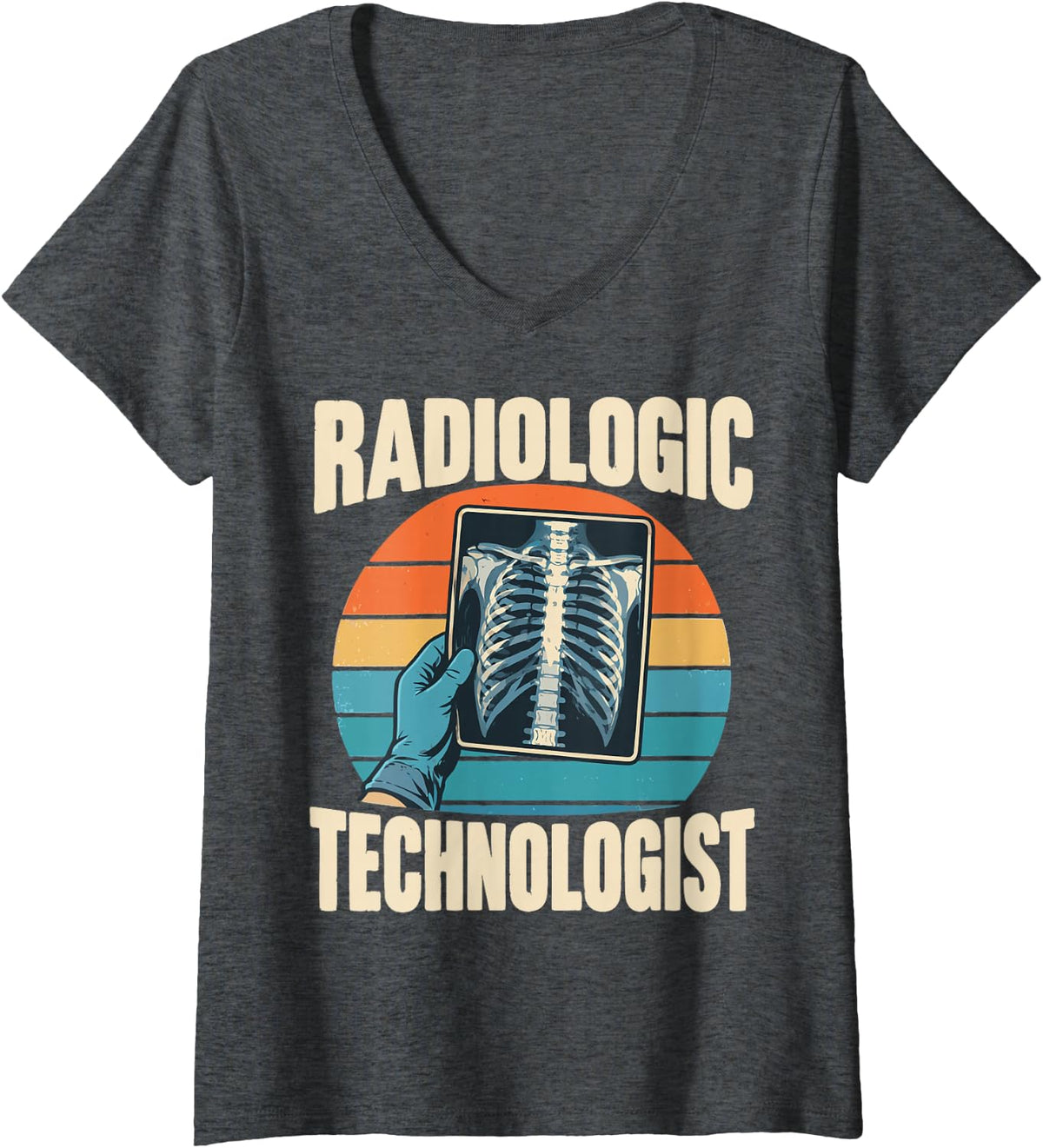 Women's Vintage Radiologic Technologist V-Neck T-Shirt - Dark Heather Grey