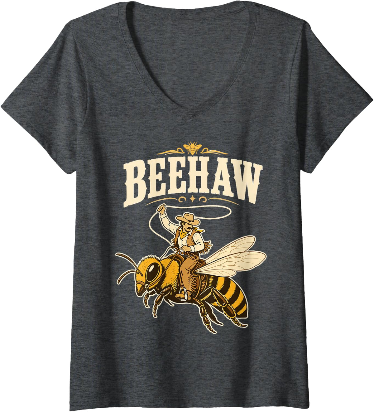Women's Vintage Beekeeper Apiary Beekeeping Bee V-Neck T-Shirt - Dark Heather Grey