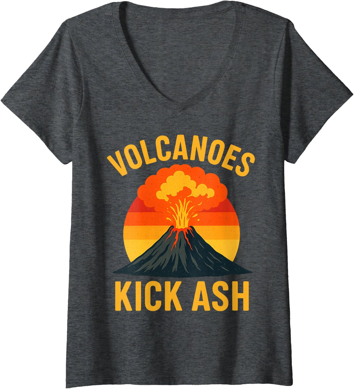 Women's Cool Volcano for Men Women Kids Volcanic Ash Volcano Lover V-Neck T-Shirt - Dark Heather Grey