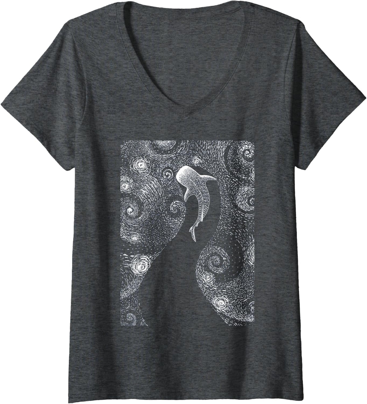 Womens Diving With Whale Sharks Whale Shark V-Neck T-Shirt - Dark Heather Grey