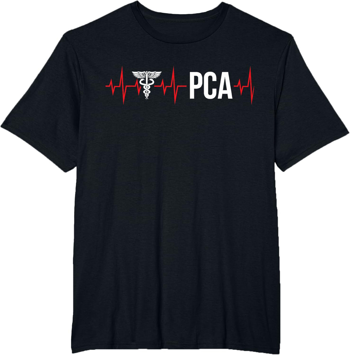 PCA Heartbeat Patient Care Assistant PCA Nurse T-Shirt - Black