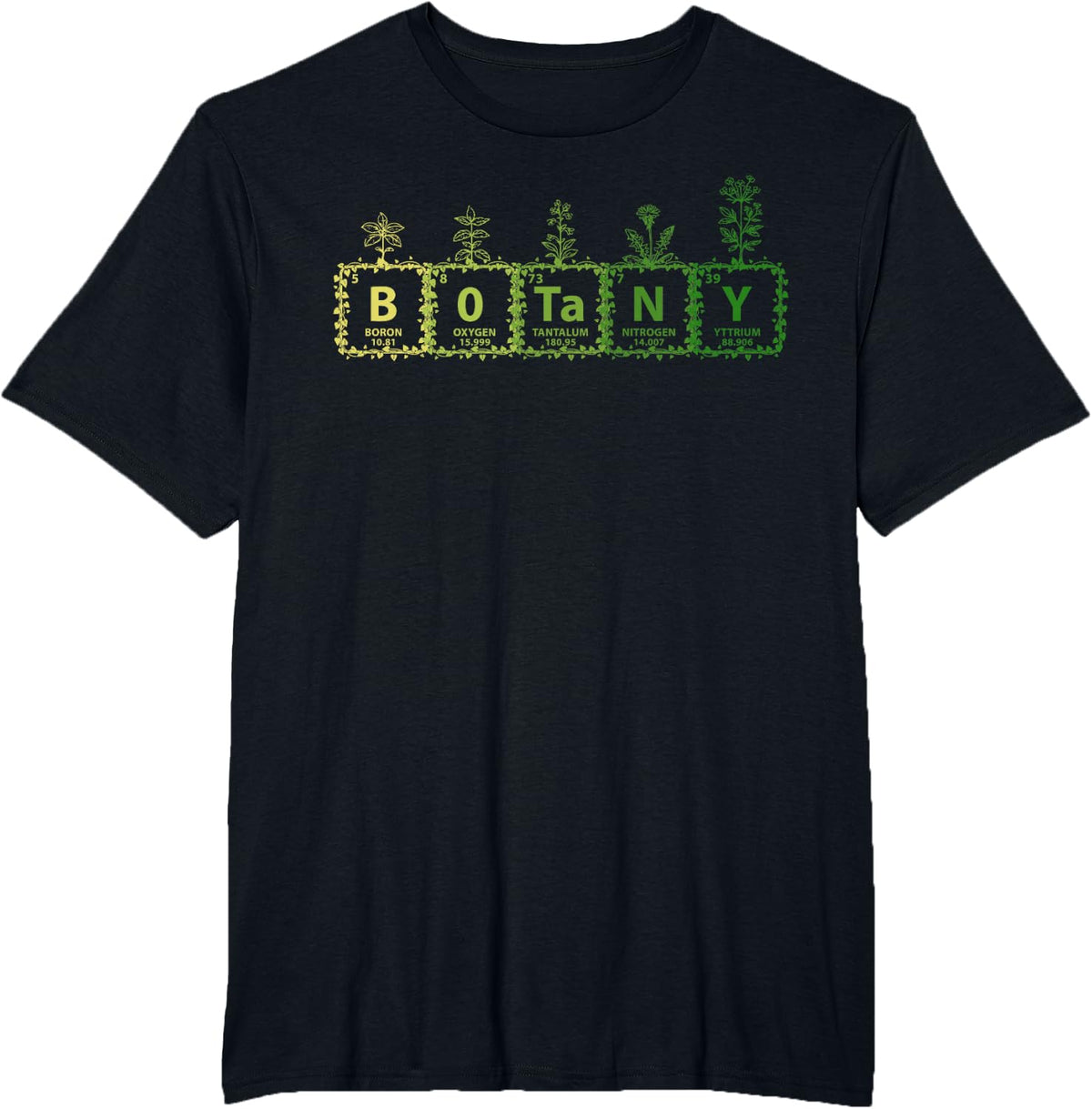 Botany Periodic Table Science Gardening Botanist T-Shirt - Black