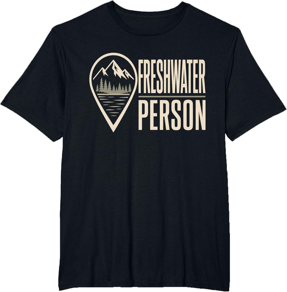 Freshwater Person Funny Geography Map Nerd Trivia T-Shirt - Black