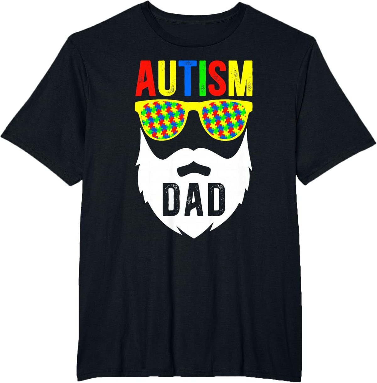 Autism Dad Autism Awareness Autism Warrior Father T-Shirt - Black
