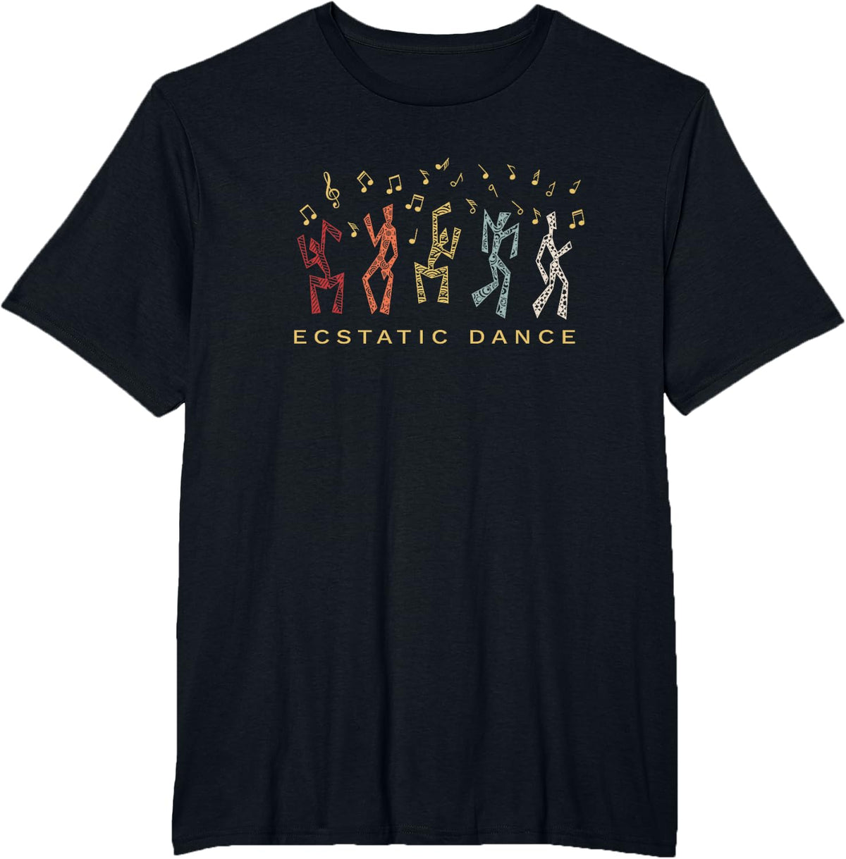 Ecstatic Dance Trance Meditation Retro T-Shirt - Black