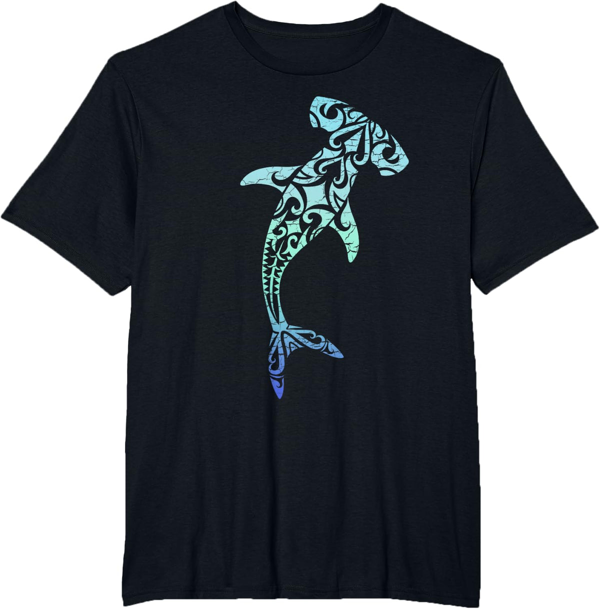 Hawaii Polynesian Tribal Hammerhead Shark Tee Aloha State T-Shirt - Black