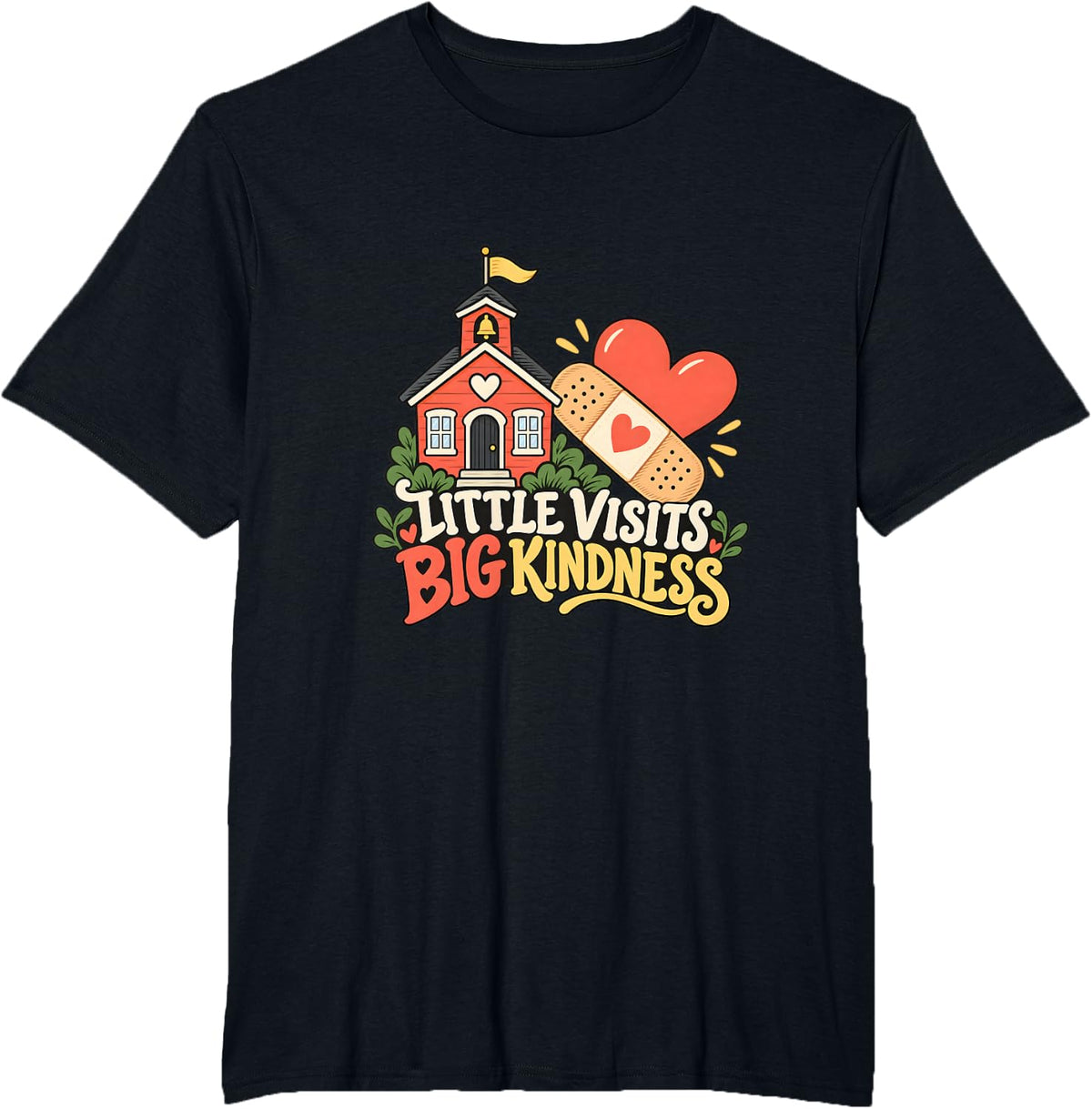 School Nurse Little Visits Big Kindness T-Shirt - Black