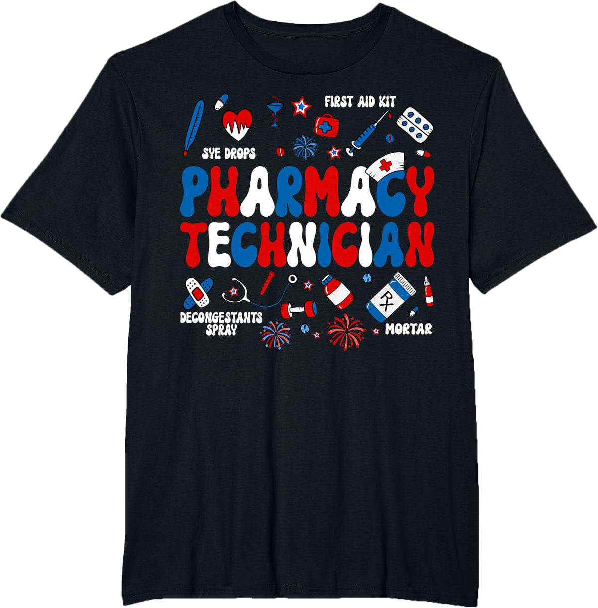 Pharmacy Technician - Groovy Valentine’s Day Pharmacist T-Shirt - Black