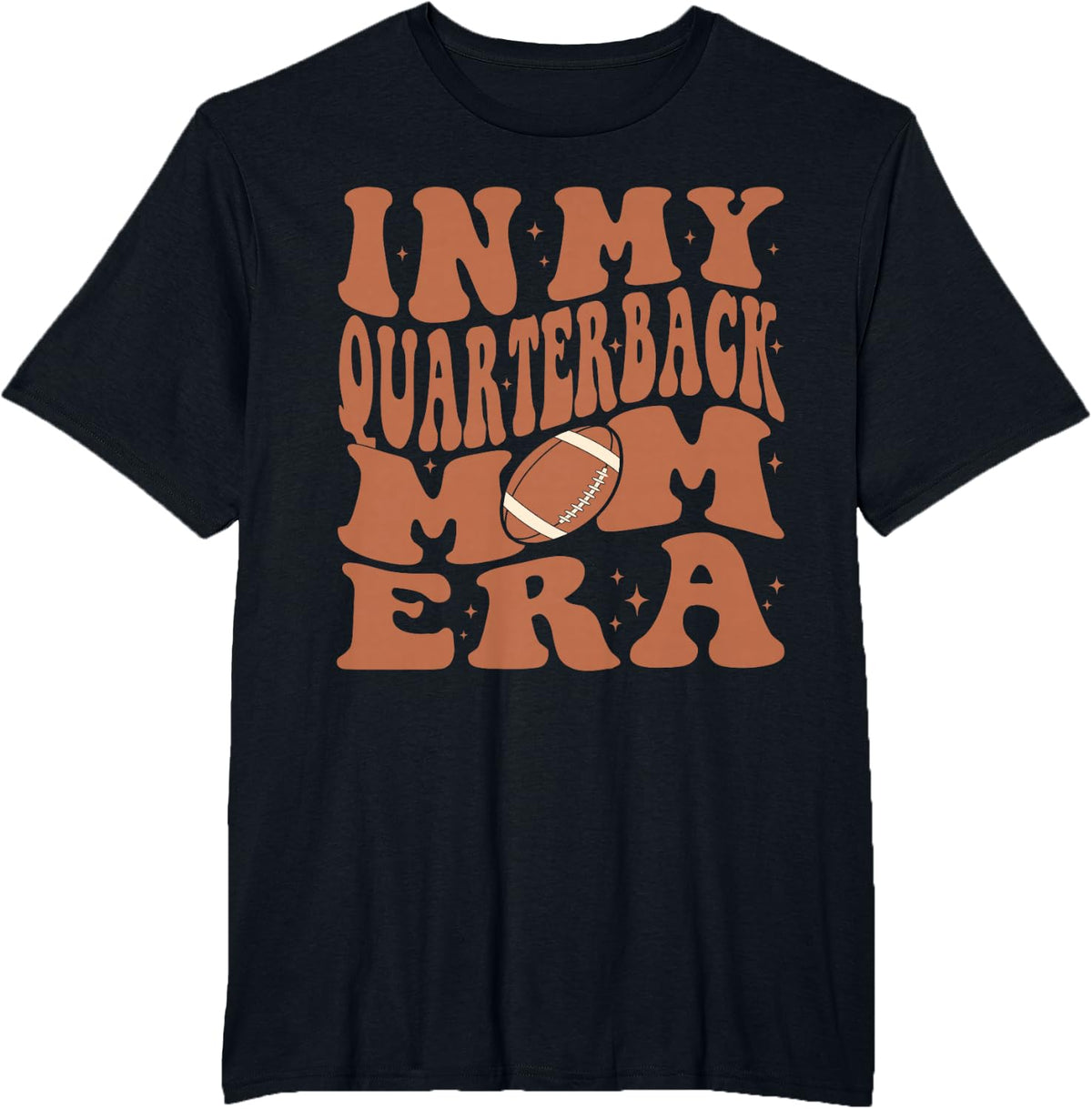 In My Quarterback Mom Football Era Groovy QB Mama Christmas T-Shirt - Black