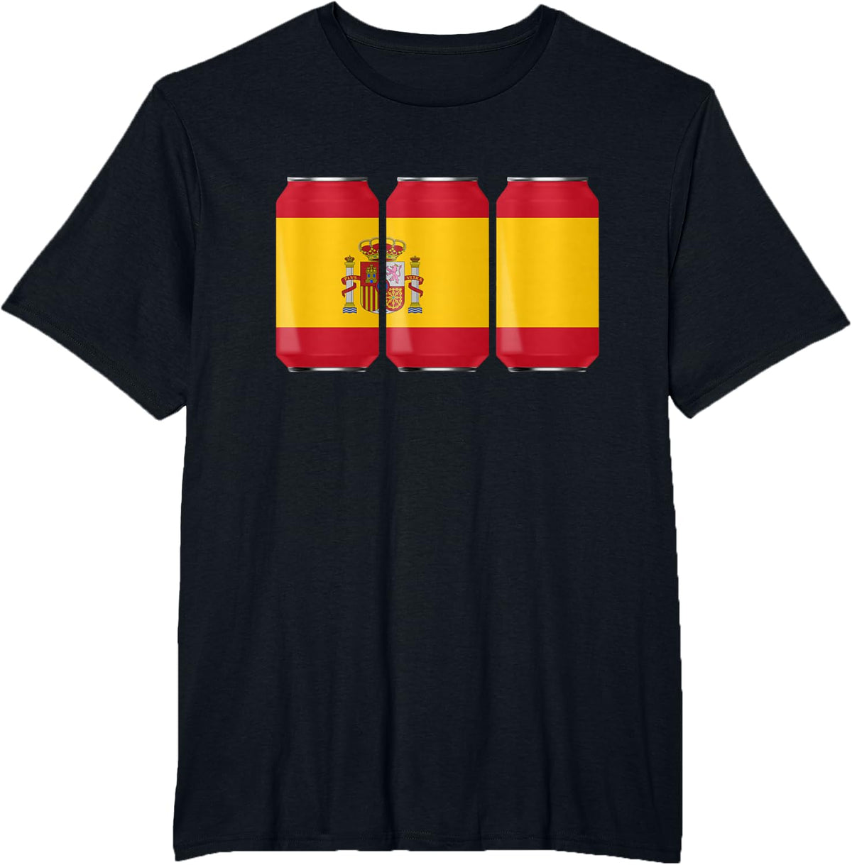 Cool Patriotic Beer Cans Espana Spain w/ Spanish Flag Shirt T-Shirt - Black