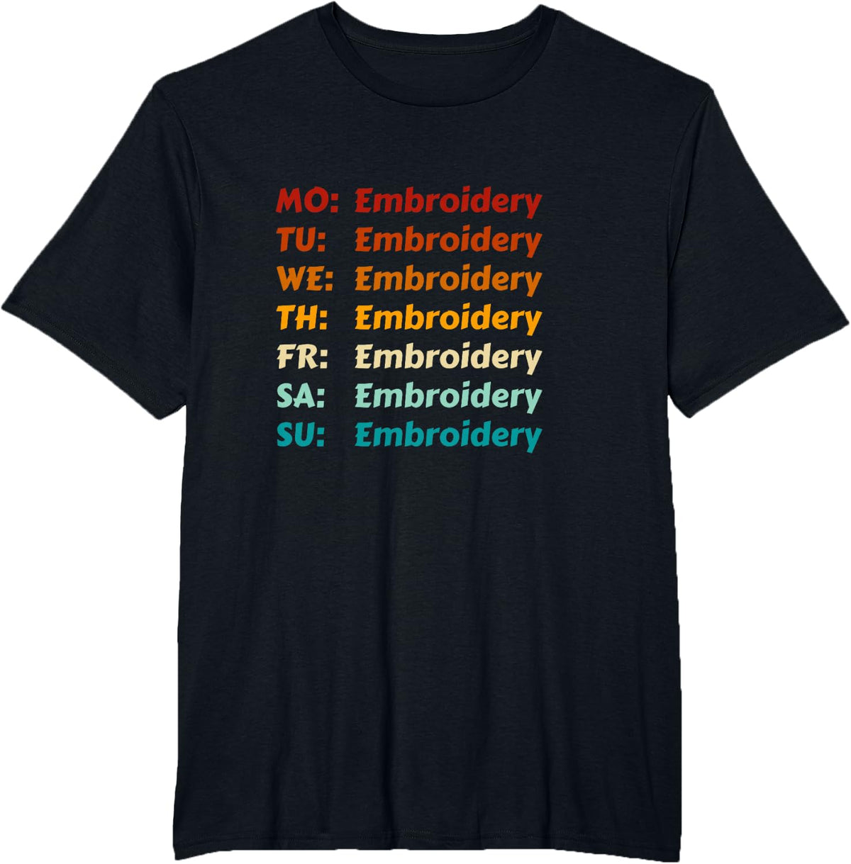 Embroidery Every Day Outfit Clothes Embroidery T-Shirt - Black