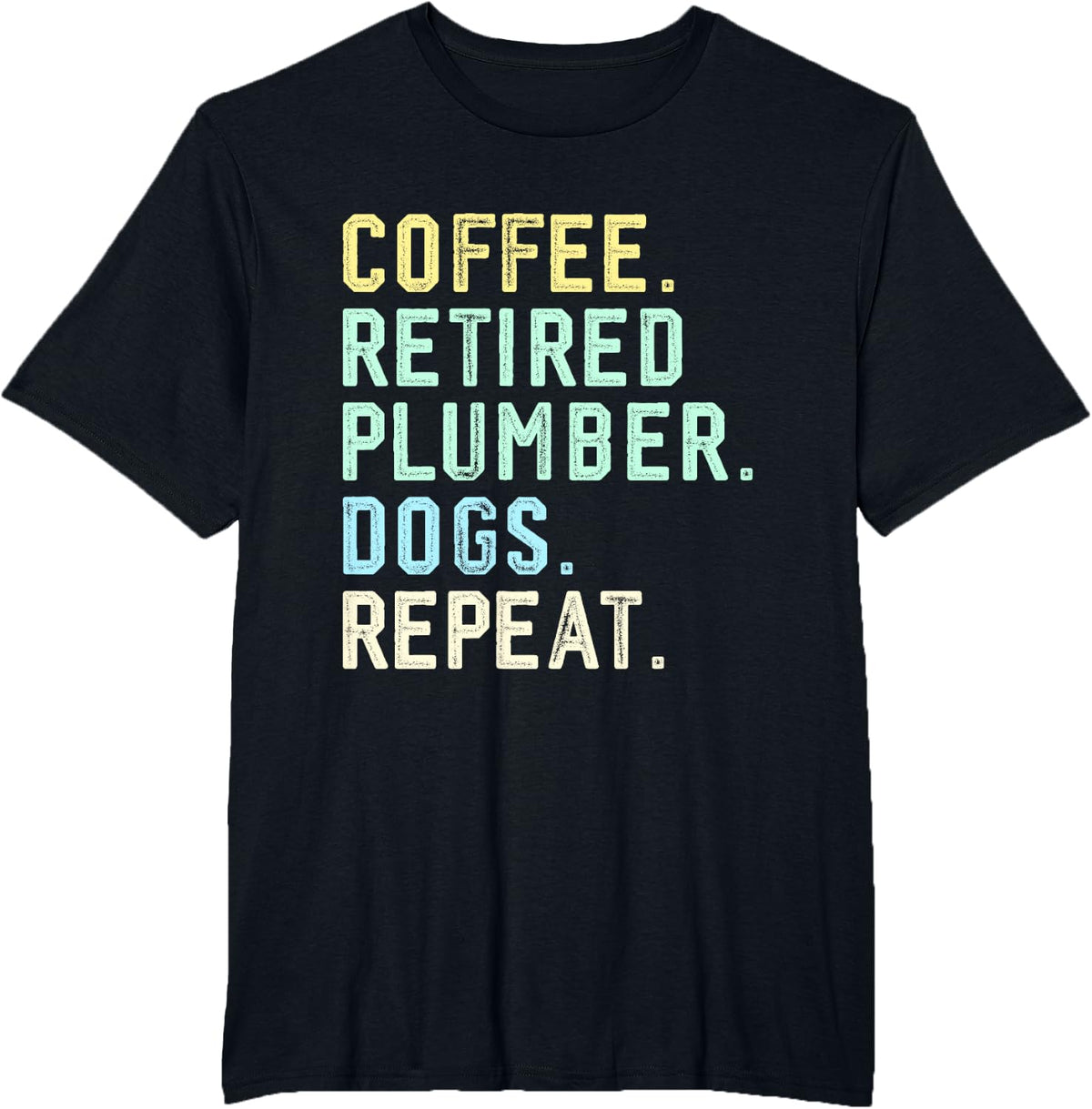 Funny Retro Coffee Dogs Retired Plumber T-Shirt - Black