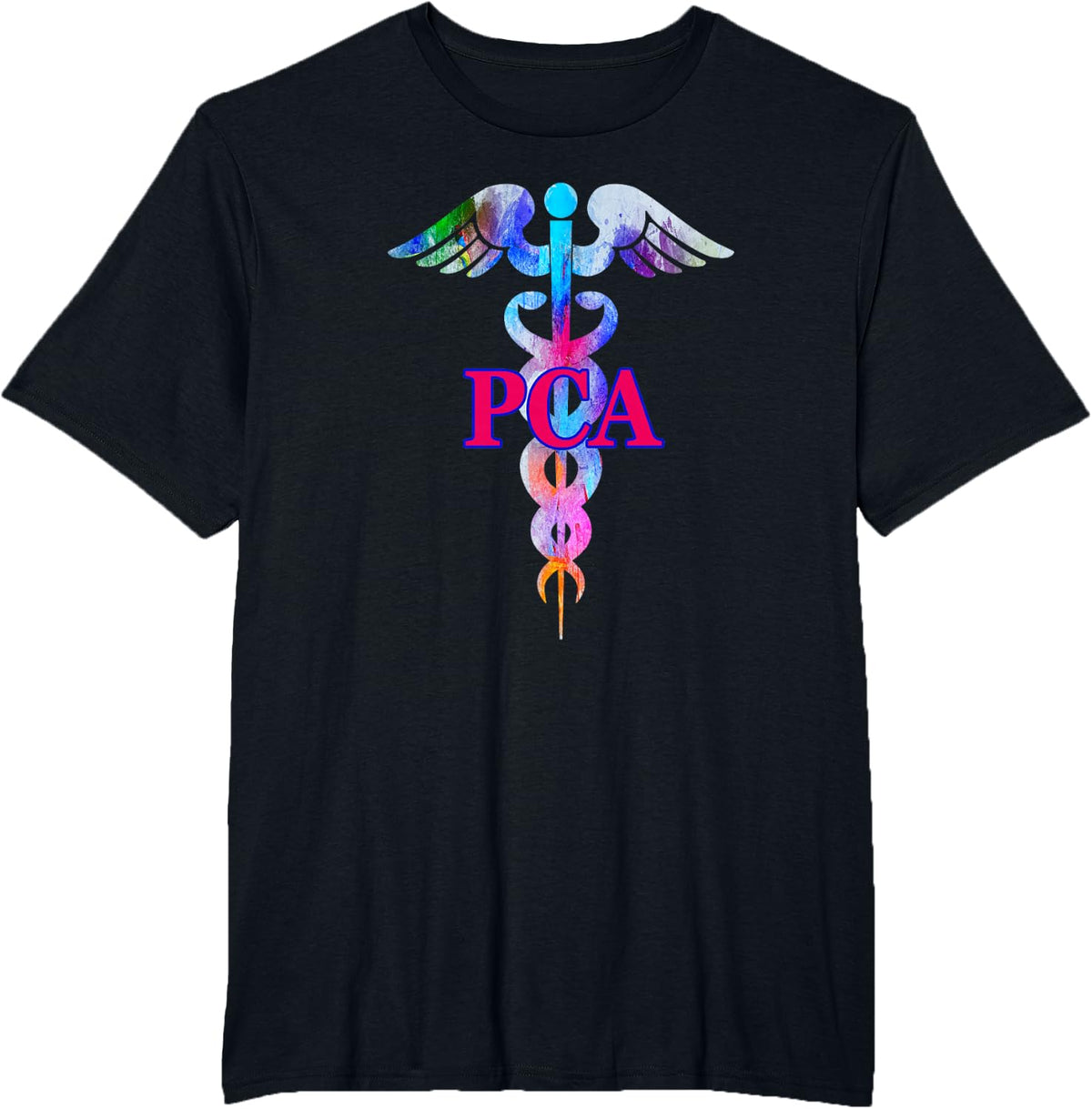 PCA Caduceus Watercolour Art Graphic T-Shirt - Black