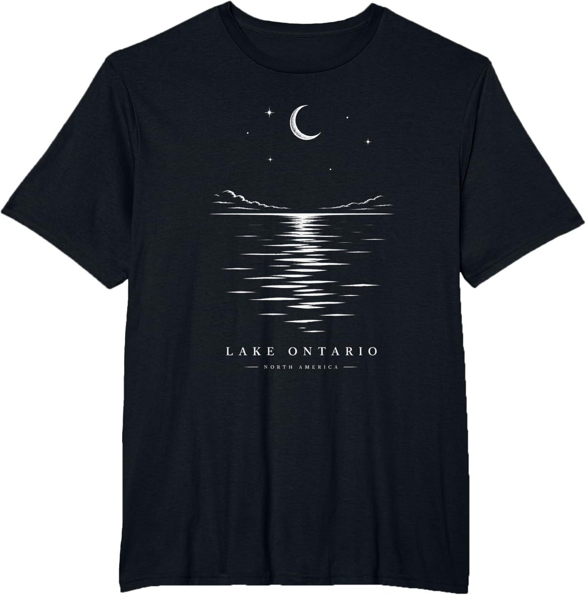 Crescent Moon Stars Night Sky Celestial T-Shirt - Black