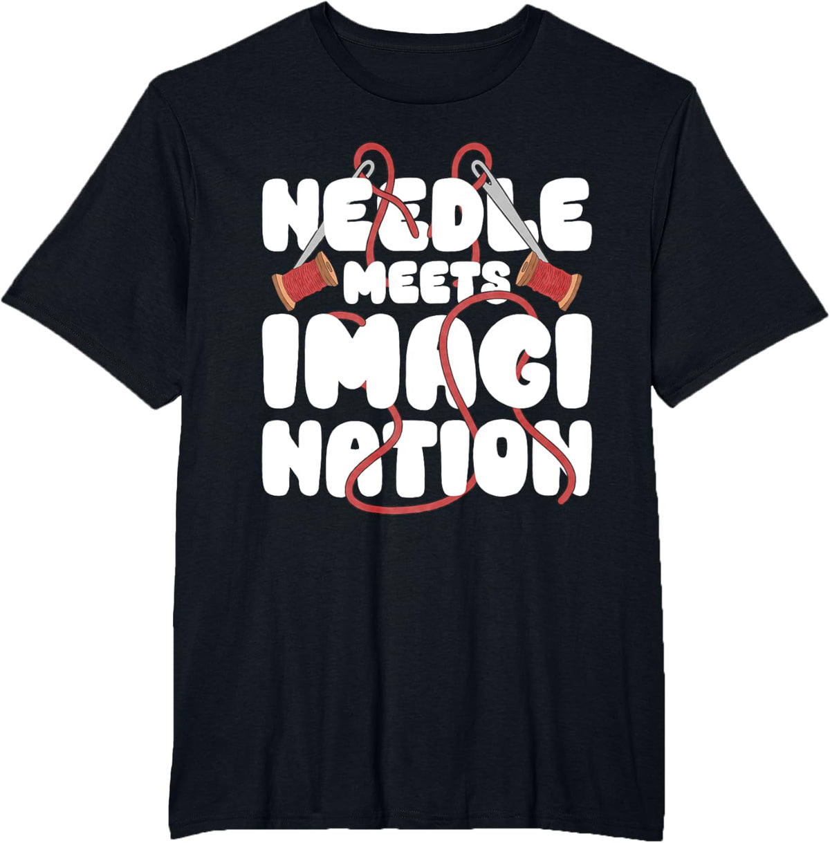 Needle Meets Imagination Embroidery T-Shirt - Black