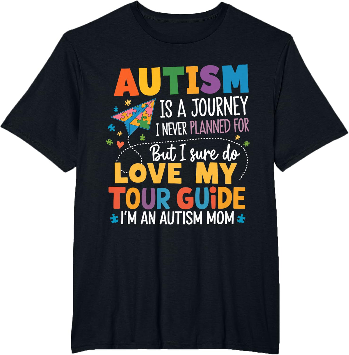 Autism Mom Awareness Autism Journey Tour Guide T-Shirt - Black
