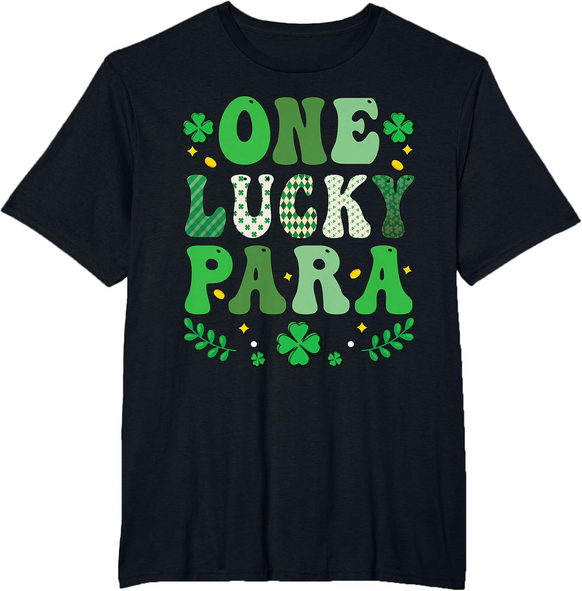 One Lucky Para St Patricks Day Shamrock Paraprofessional T-Shirt - Black