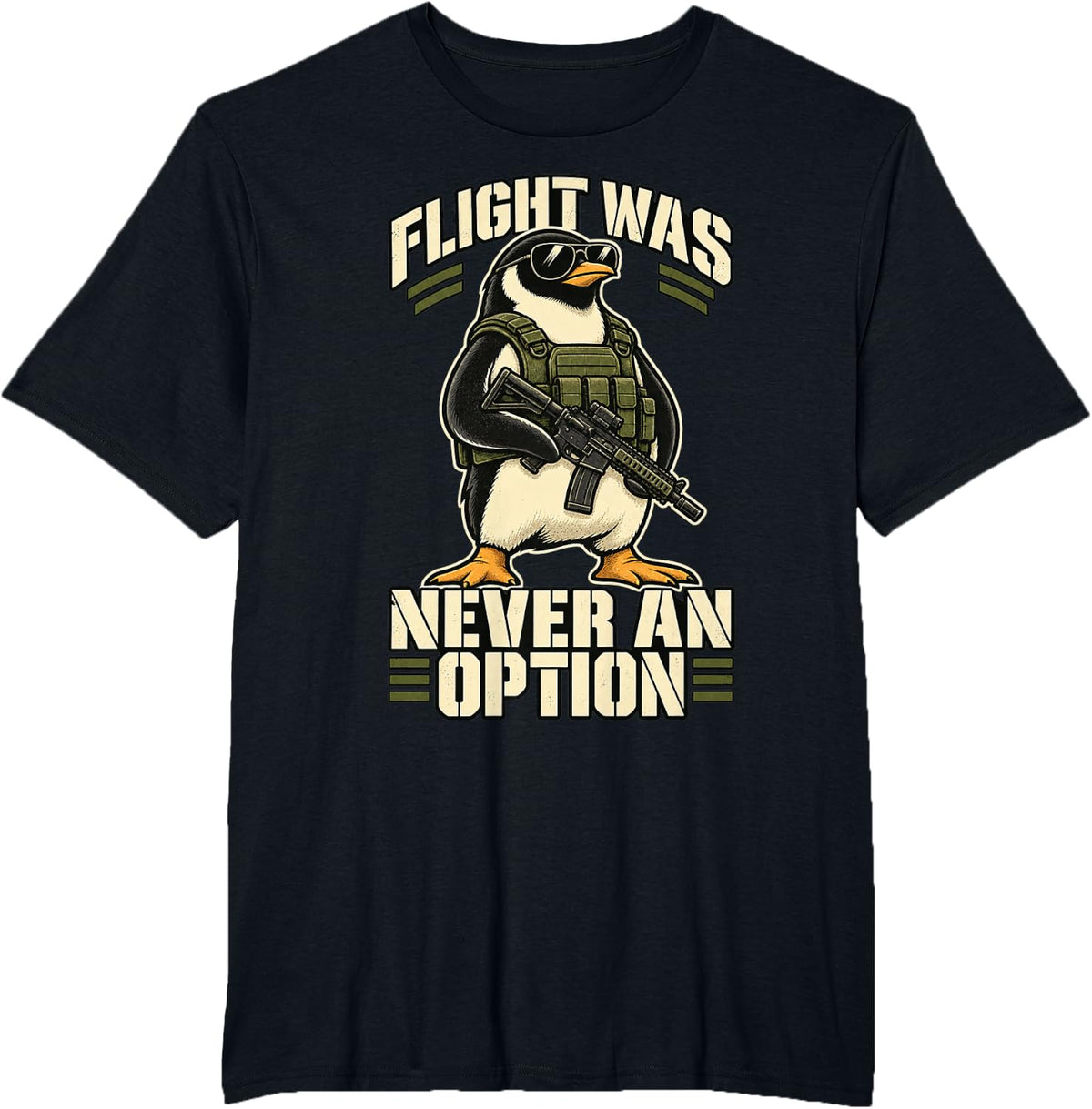 Funny Penguin Flight was Never an Option Bird Meme Gift T-Shirt - Black