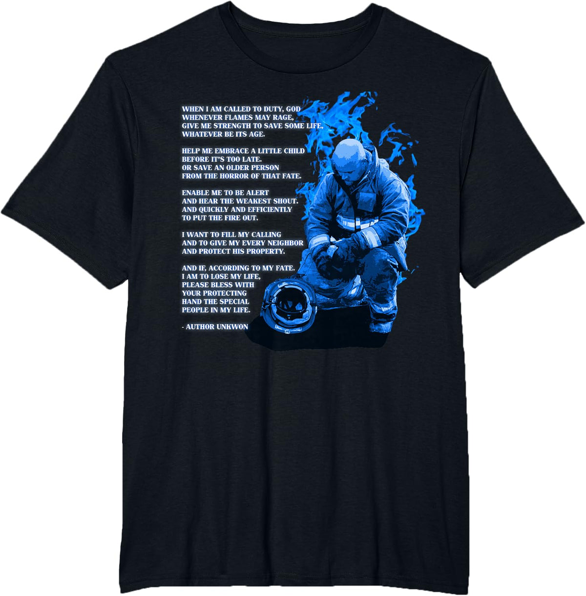 Fire Fighter Prayer Shirt Fire Department Fireman T-Shirt T-Shirt - Black