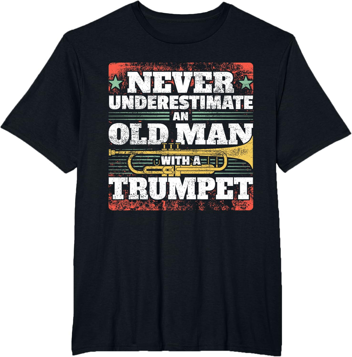 Dad Trumpet Player Grandpa Trumpet Old Man Father Trumpeter T-Shirt - Black