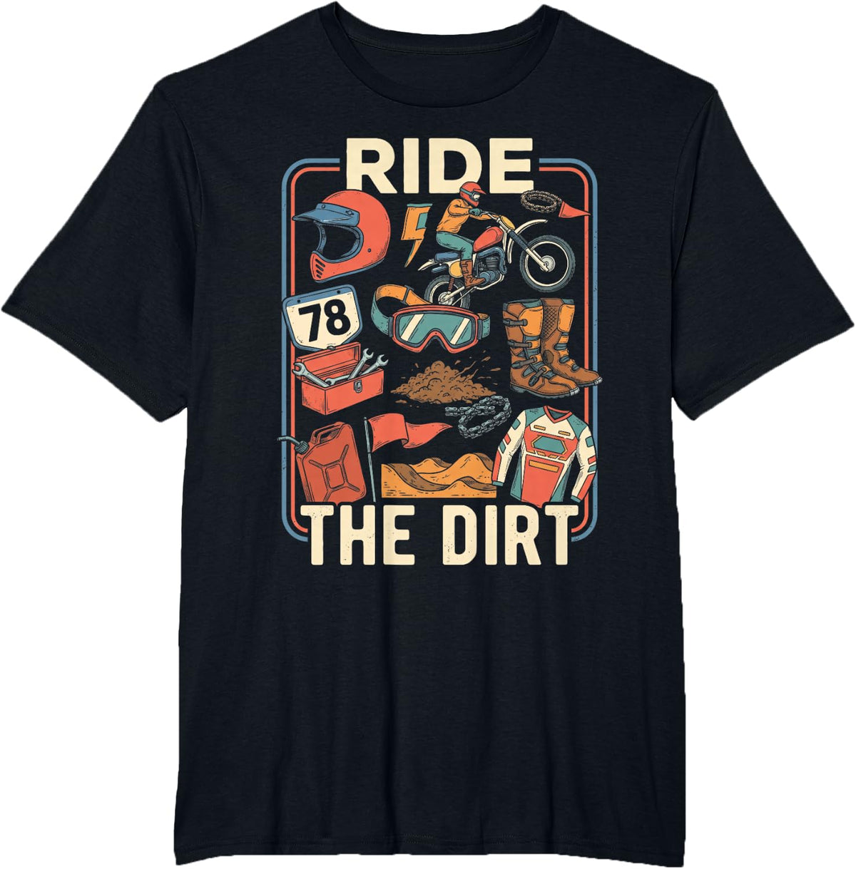 Motocross Vintage Poster Ride The Dirt T-Shirt - Black