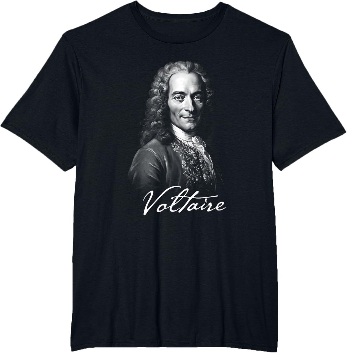 Voltaire Portrait Enlightenment French Philosopher T-Shirt - Black