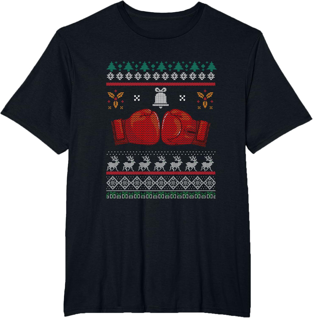 Ugly Christmas Boxing Fight Boxer X-Mas Santa Claus New Year T-Shirt - Black