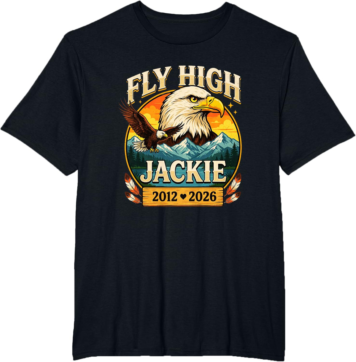 Fly High Jackie, Big Bear Jackie and Shadow Bald Eagle T-Shirt - Black