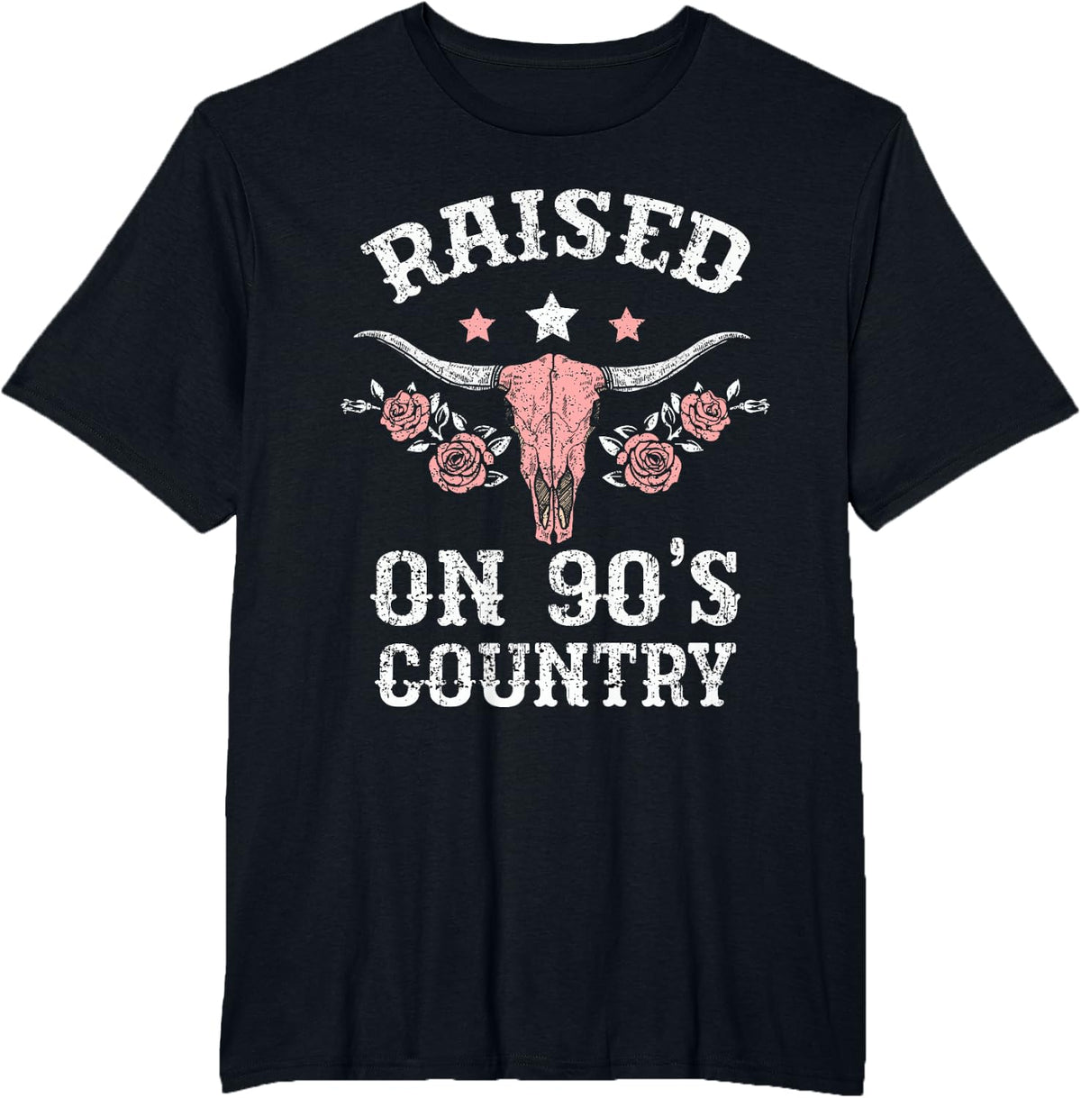 Raised On 90's Country Southern Western Cowgirl T-Shirt - Black