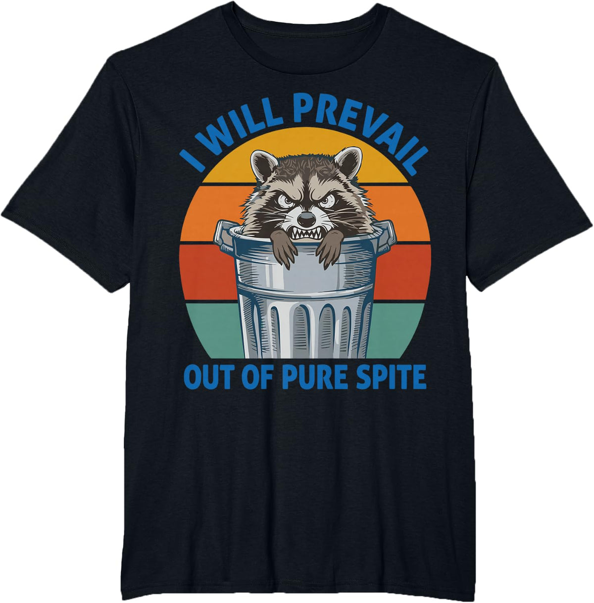 Angry Raccoon Pure Spite Garbage Bin Retro Animal T-Shirt - Black