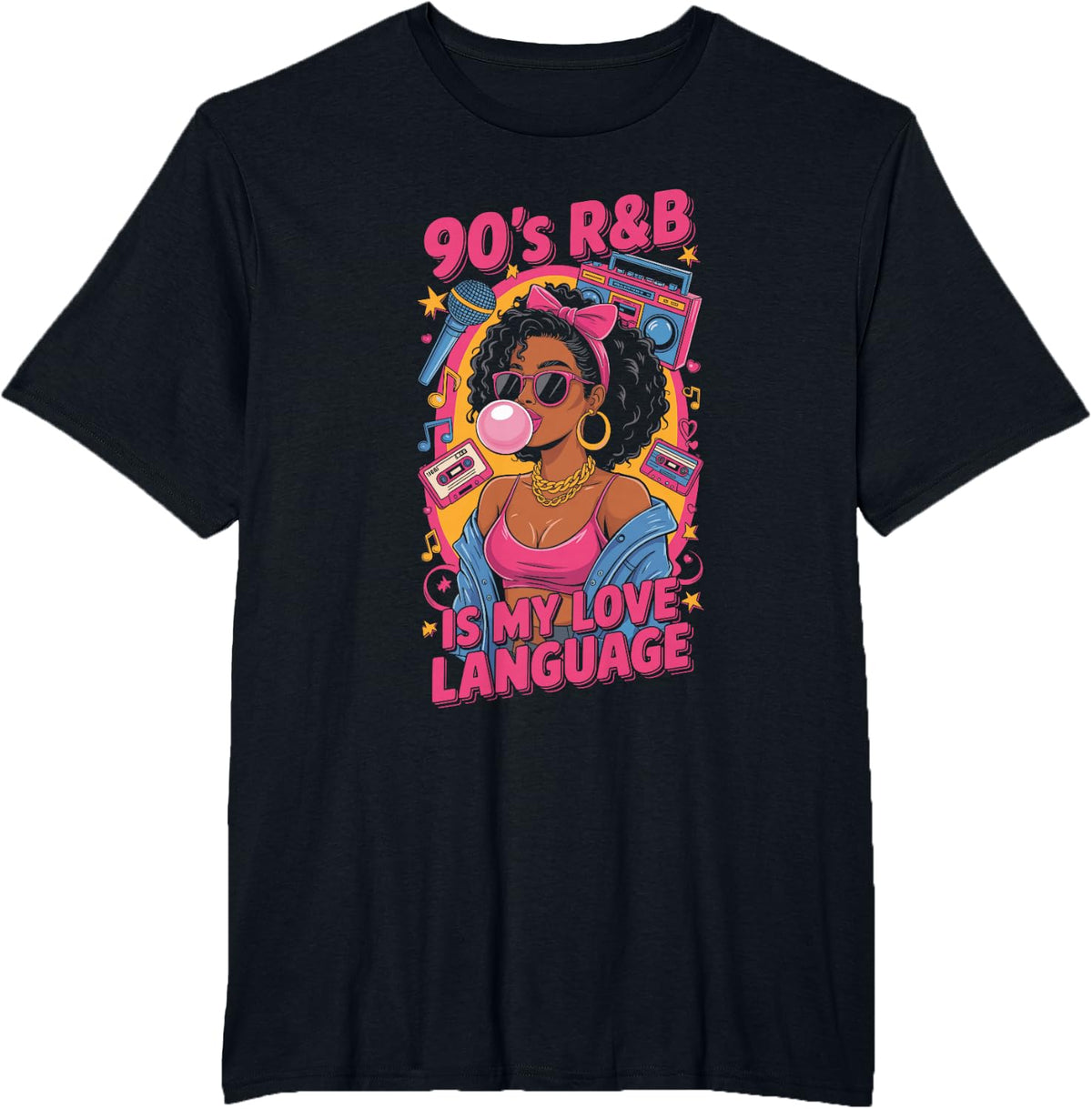 90's R&B Music Hip Hop R&B Is My Love Language T-Shirt - Black